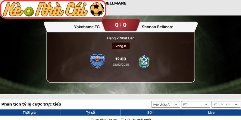 Soi kèo trận đấu Yokohama FC vs Shonan Bellmare (12:00 28-03, Hạng 2 Nhật Bản) 3 Kèo châu Á trận Yokohama FC vs Shonan Bellmare (12:00 28-03, Hạng 2 Nhật Bản)